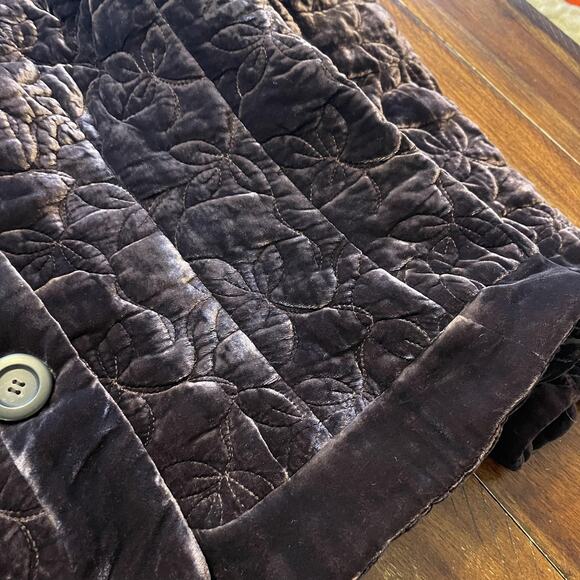 Gerard Darel Jacket Womens 46 Brown Quilted Velvet Floral Button Up Blazer Coat - Picture 5 of 10